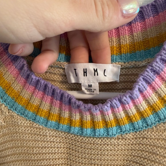 Colorful THML Striped Crochet Knit Halter Top M - Picture 3 of 4